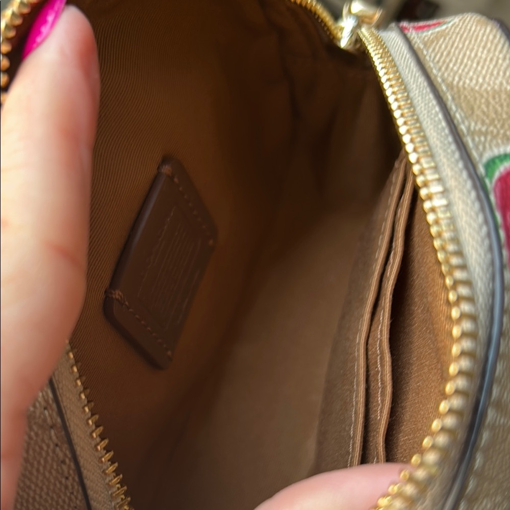 Coach Tan and Pink Crossbody Bag with Watermelon Accents - Picture 2 of 6